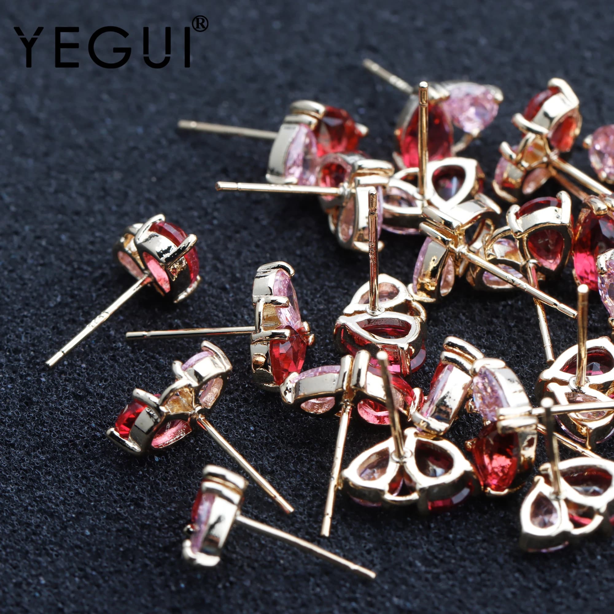 YEGUI M856,jewelry accessories,18k gold plated,0.3 microns,chram,zircon,copper metal,diy earrings,jewelry making,5pairs/lot
