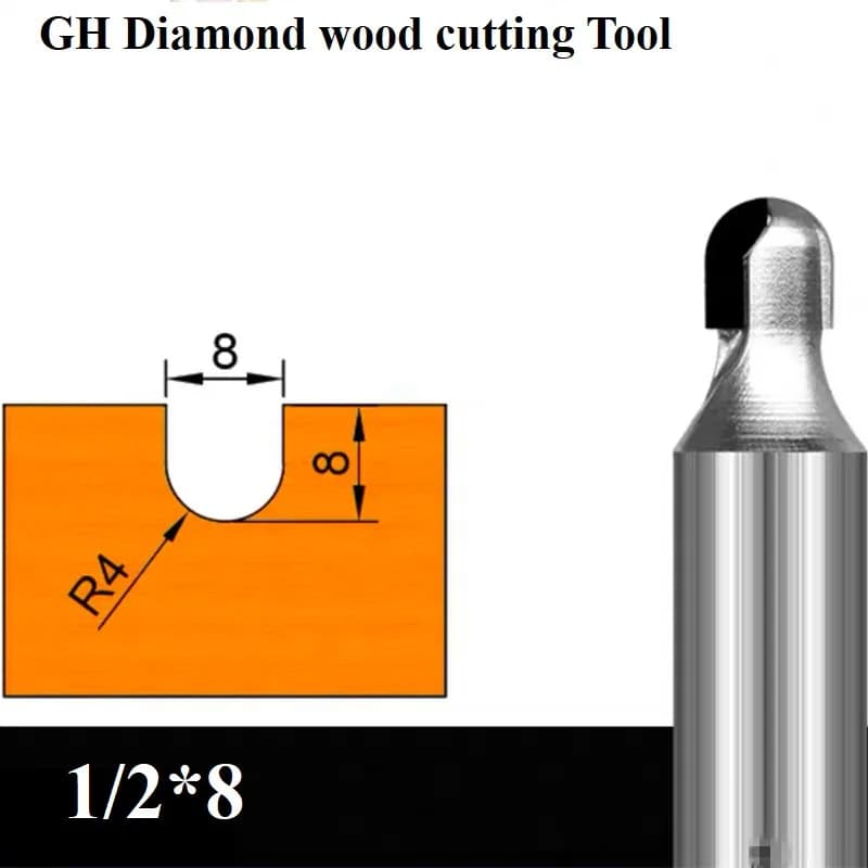 Diamond wood working tools cove box bit PCD cnc router bits mill 6mm cutters Round Nose Bits wood circular arc cutter furniture