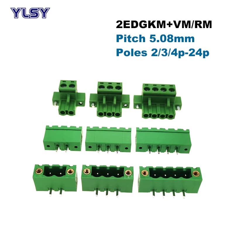 50/20Pcs Pitch 5.08mm Pluggable PCB Screw Terminal Block Connector Male/Female Morsettiera 2EDGKM+VM/RM 2/3/4/5/6/8/10/12P