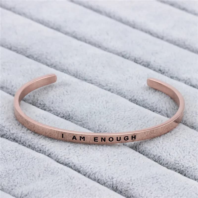 Inspirational Jewelry I Am Enough Bracelets Friendship Stainless Steel Bangle Anxiety Stress RELIEF Bracelets pulseiras feminina