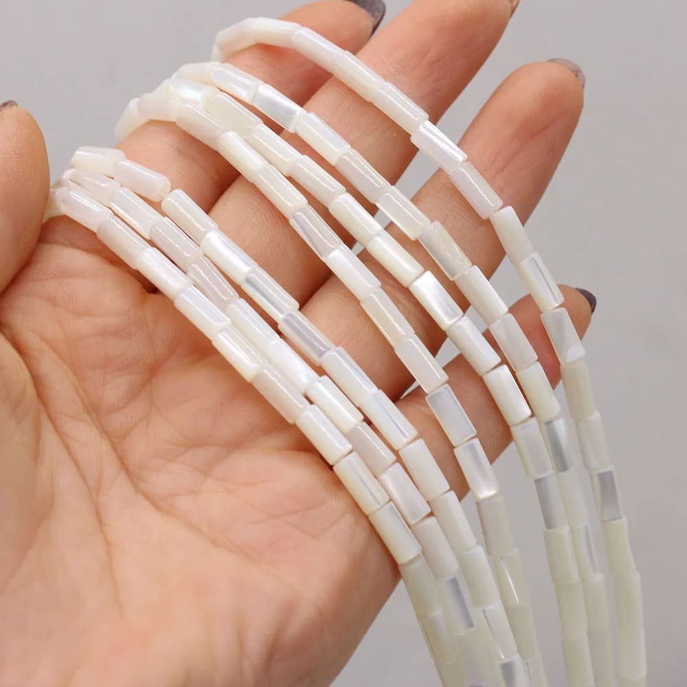 Natural Cylindrical Shell Beads Mother of Pearl Shell Loose Isolation Beads For Jewelry Making DIY Bracelet Necklace Strand 14''