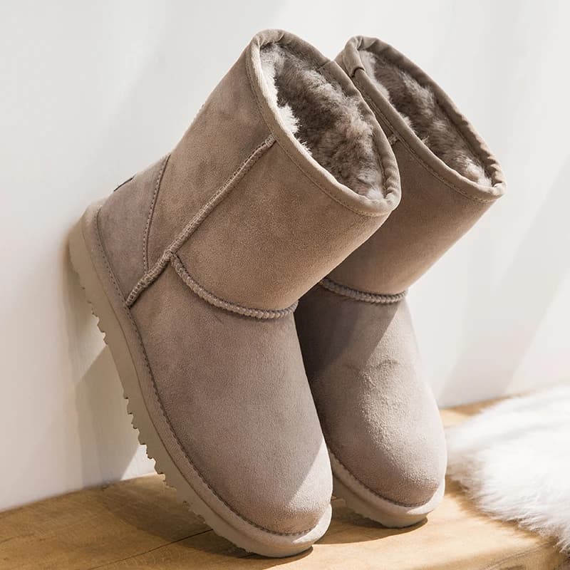 Hot sale Classic Australia Nature wool lined genuine cowhide upper Mid-Calf women snow boots Keep warm winter women shoes 34-46