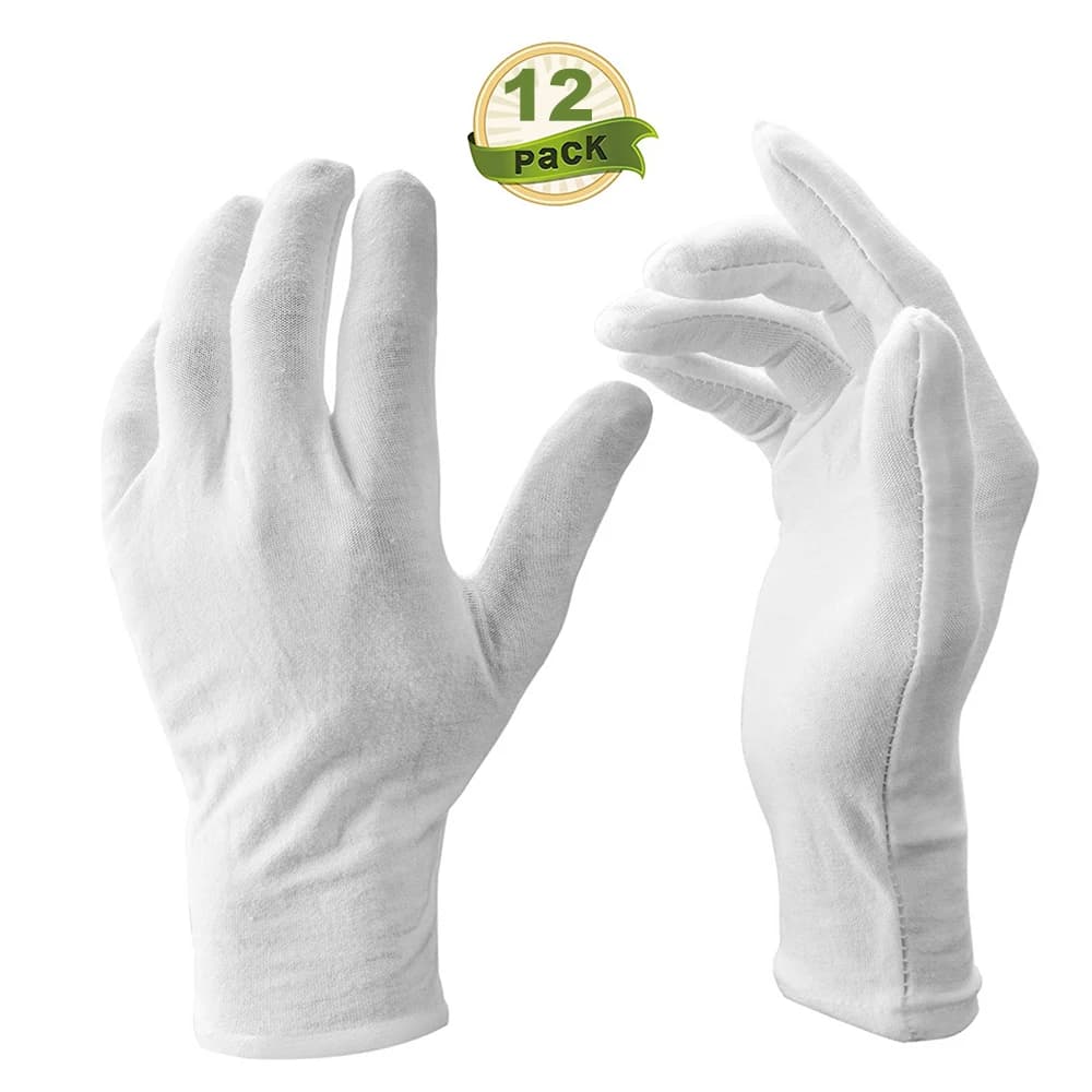 12 Pairs/Lot White Soft Cotton Ceremonial Gloves Stretchable Lining Glove for Male Female Serving/Waiters/Drivers Gloves