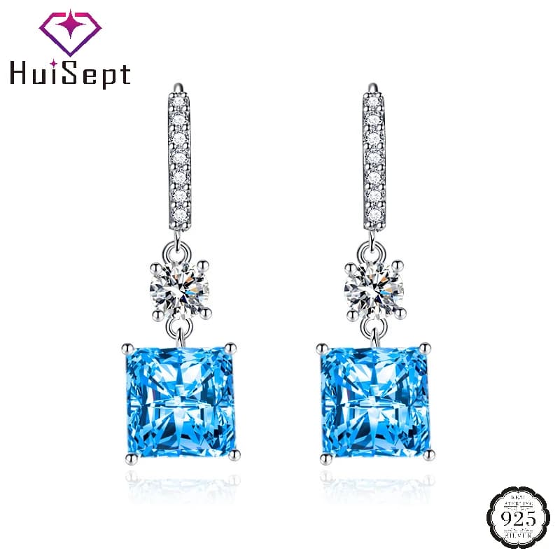 HuiSept Fashion Women Earrings 925 Silver Jewelry with Zircon Gemstone Drop Earrings Accessories for Wedding Party Promise Gift
