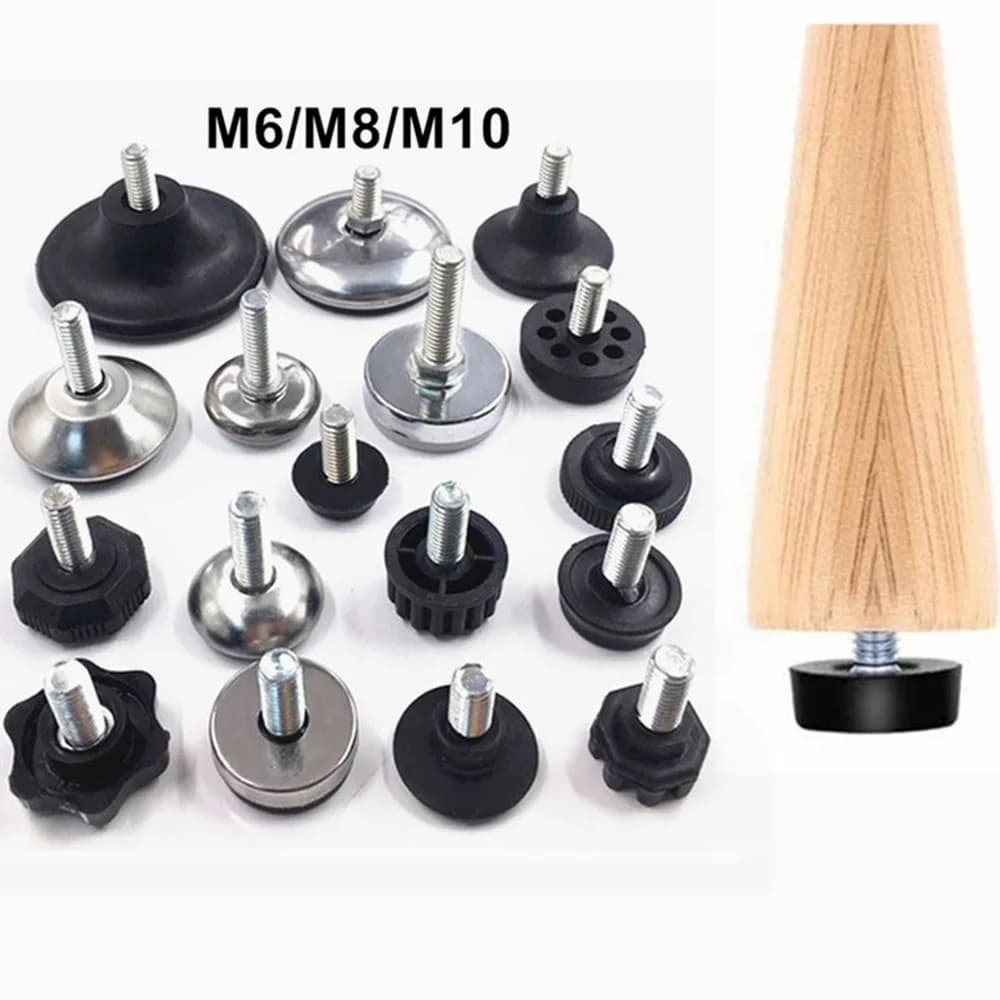 4Pcs Steel Furniture Legs Anti-slip Base Table Cabinet Leg Pad Adjustable Leveling Floor Chair Feet Leveler Table Legs M6 M8 M10