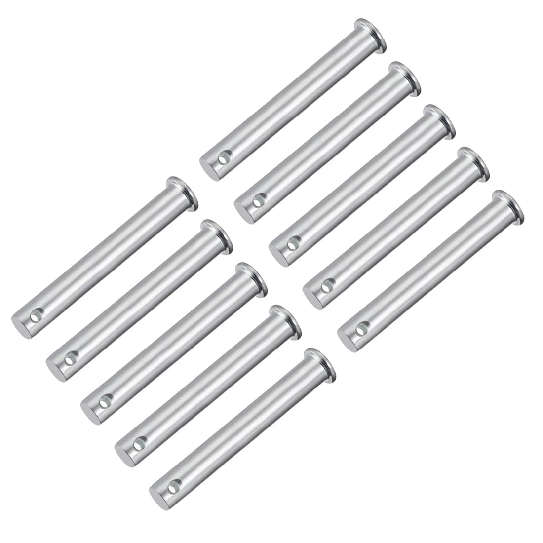 uxcell 10 Pcs Single Hole Clevis Pins,10mm x 78mm Flat Head Zinc-Plating Steel