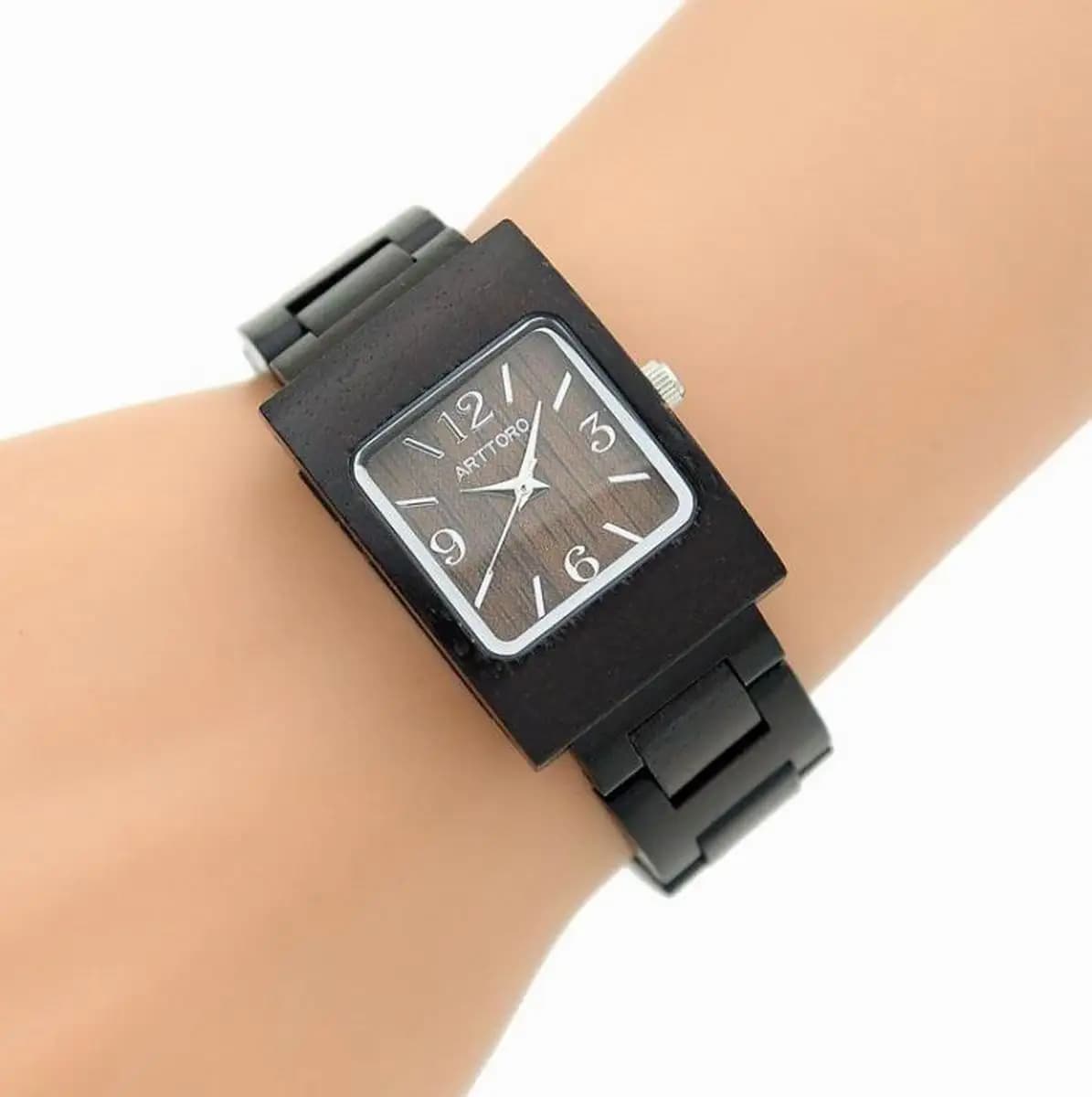 High Grade Refined Square Dial Natural Sandalwood Men Women Quartz Wooden Watch