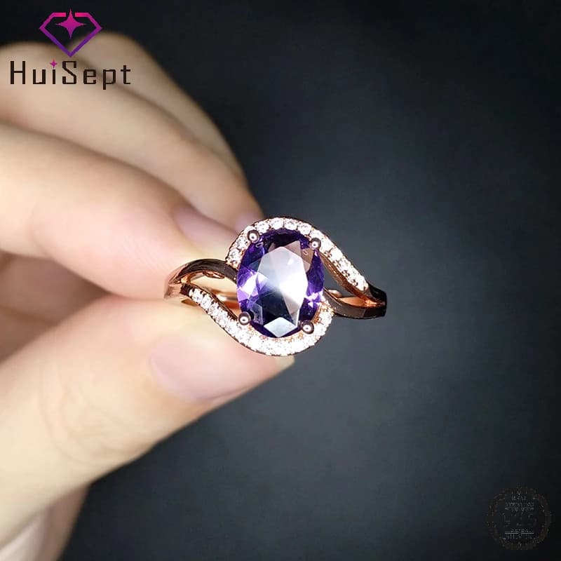 HuiSept Fashion Finger Ring for Women 925 Silver Jewelry Accessories with Zircon Gemstone Open Finger Rings Wedding Party Gifts