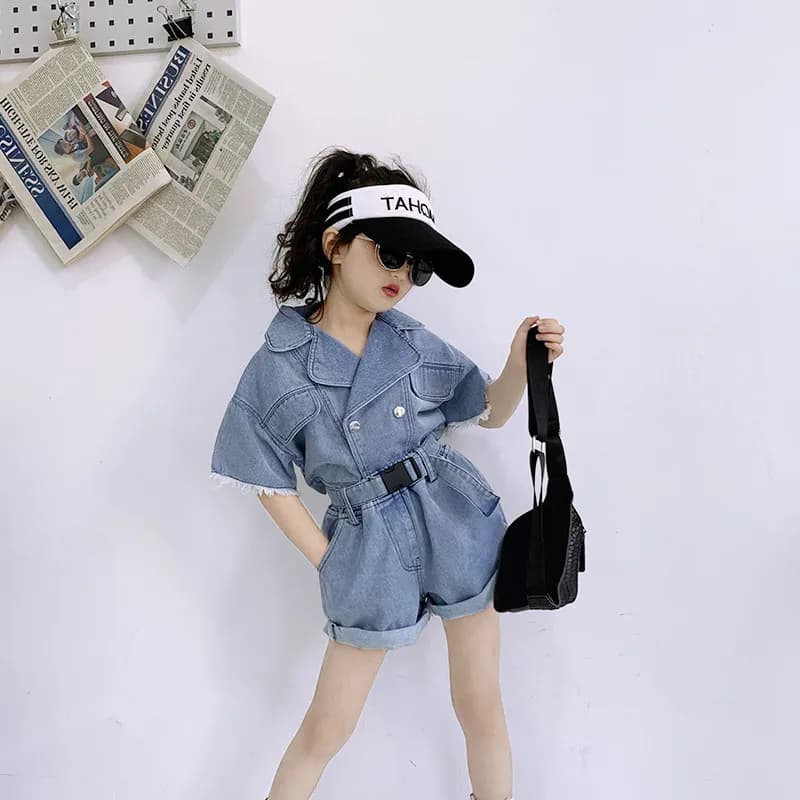 Girls Suits Short Denim Jacket +Short Pant New Children Summer 2021 Toddler Girl Clothes Kids Fashion