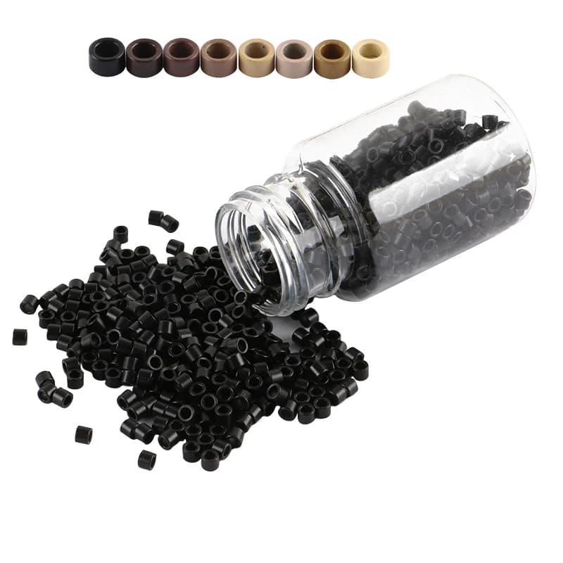 1000pcs/bottle 3.5*2.0*2.0mm Aluminum Micro Rings Without Screw Flat end Micro Beads Tubes Links For I tip hair extensions