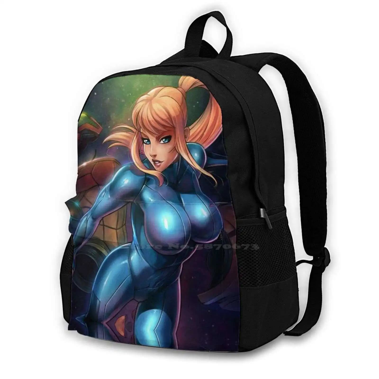 Metroid Hot Sale Schoolbag Backpack Fashion Bags Metroid Samus Zero Shooter Plataforms Classic Retro Action Ciencie Fiction