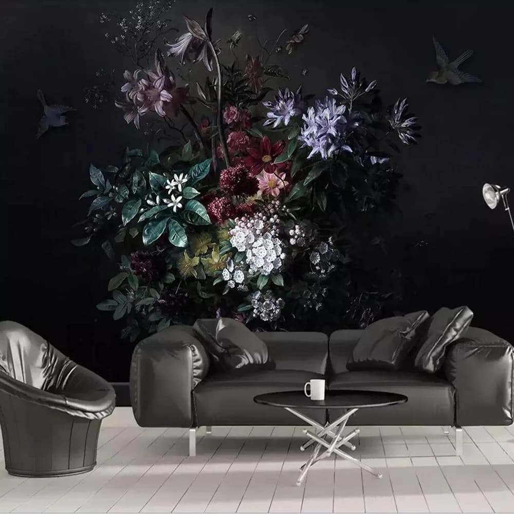 Milofi custom 3D photo wallpaper simple hand-painted lily flower black bedroom background wall decoration mural wallpaper
