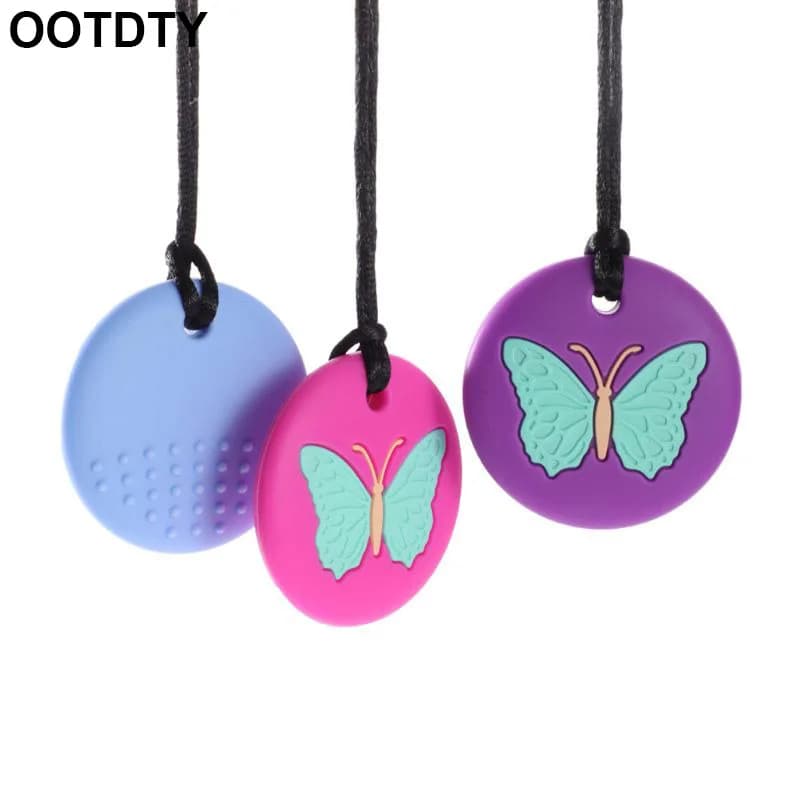 Chewy Necklace Autism ADHD Biting Sensory Child Baby Teething Tubes Chew Toy Children Silicone Teether