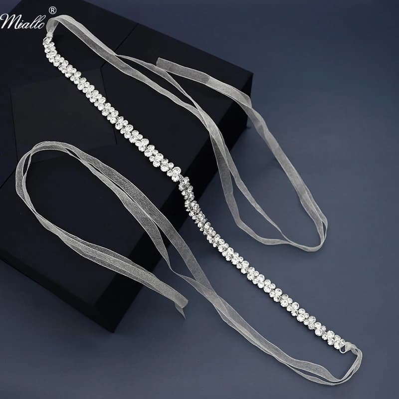 Miallo Bridal Wedding Accessories Rhinestone Belt for Women Fashion Prom Dress Belts Crystal Ivory White Strass Bride Sash Gifts