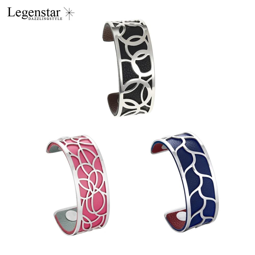 Legenstar Bangles Bracelets  Femme 2023 Manchette Water Lily Bracelet  Stainless Steel Reversible Leather Pulseiras