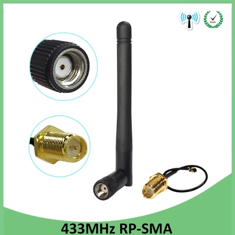 eoth 433Mhz Antenna 3dbi lora 433 mhz RP-SMA Connector Rubber 433m IOT Lorawan antenna to SMA Male Extension Cord Pigtail Cable