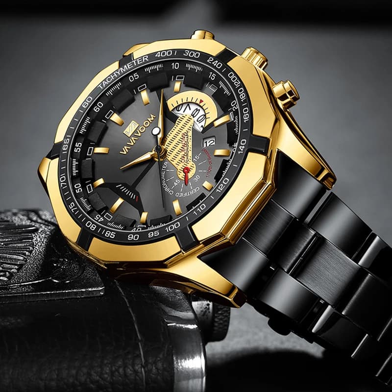 2022 New Men's Sports Watches Fashion Stainless Steel Luxury Luminous Waterproof Calendar Quartz Men's Watches Relogio Masculino