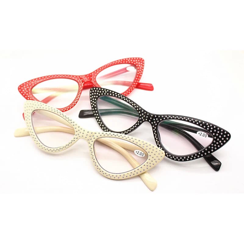 Women Fashion Diamond Cat Eye Reading Glasses magnifier Female Red Black Presbyopia Spectacles Hyperopia Eyeglasses +1.0~+3.5 L3