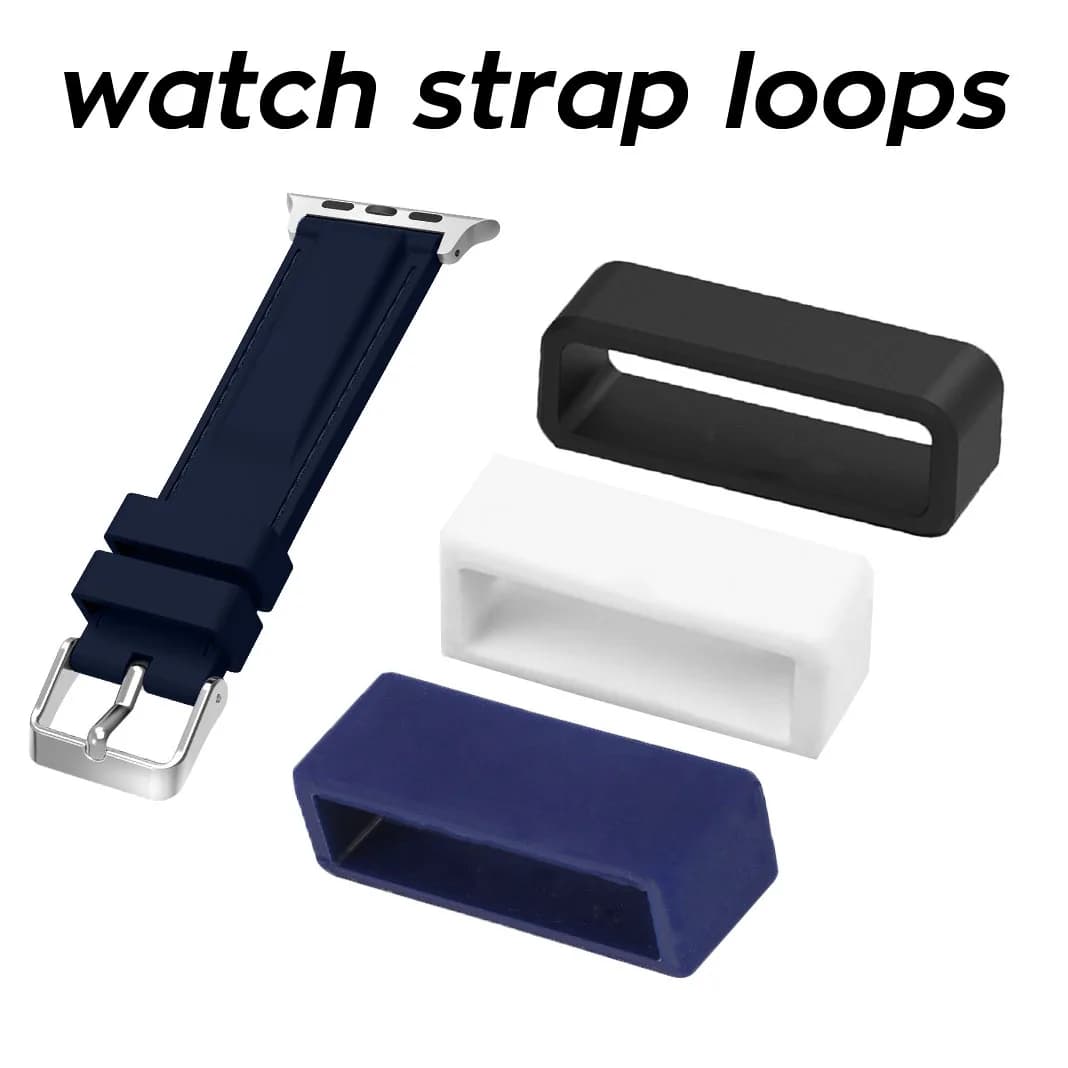 Black White Color Silicone Watch Band Loop 3pc Watch Strap Rubber Loops 12 14 16 18 20 22 24 26 28 30mm Ring Clasp Holder Locker
