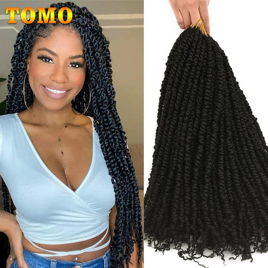 TOMO Passion Twist Hair 12 18 24 Inch Pre looped Synthetic Crochet Braids  Bomb Twist Braiding Hair Extensions For Black Women