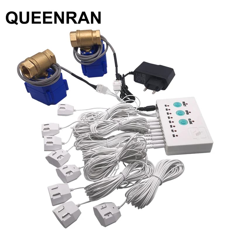 Water Leakage Sensor with 2pc 1/2",3/4",1" smart valve detector self-inspection de fugas de agua water sensor for smart home