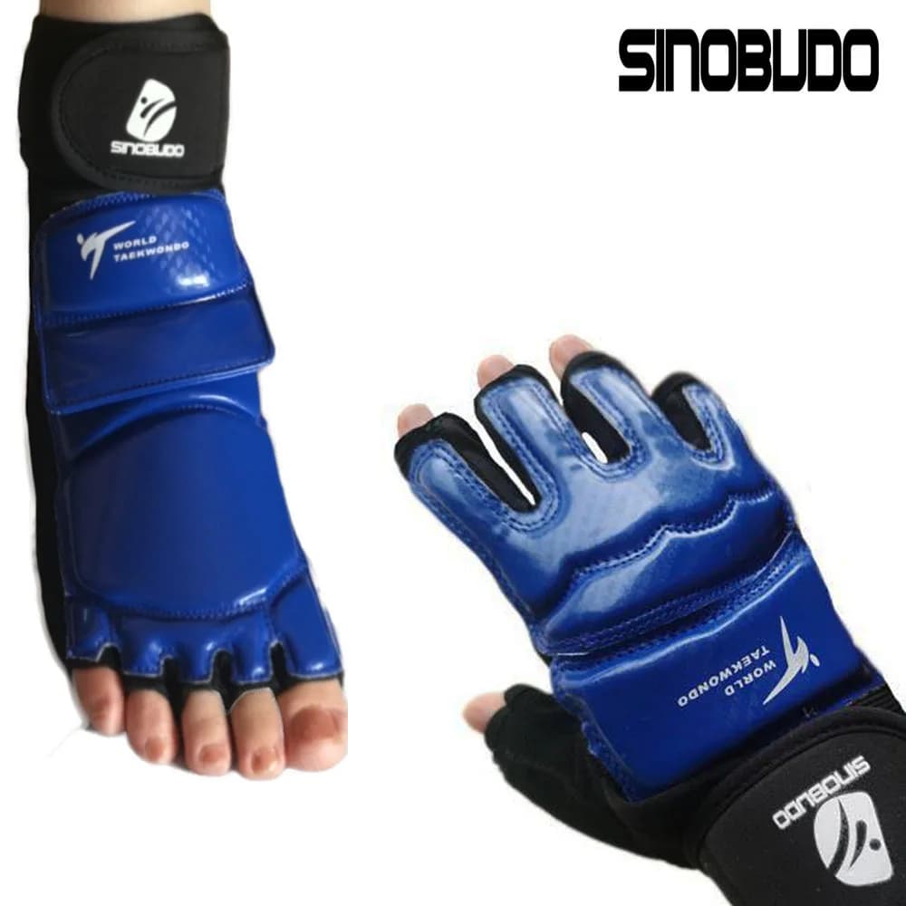 High-Quality Taekwondo WT Pu Hand Gloves Foot Socks Protector Guard Karate Boxing Ankle Palm Protector Guard Gear Suit Adult Kid