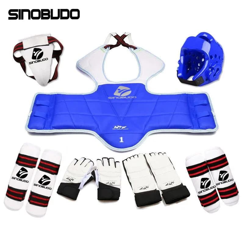 Adults Children Karate Chest Leg Protector Set WTF Palm Gloves Taekwondo Helmet Kids MMA Jockstrap Body Guard Sparring Equipment