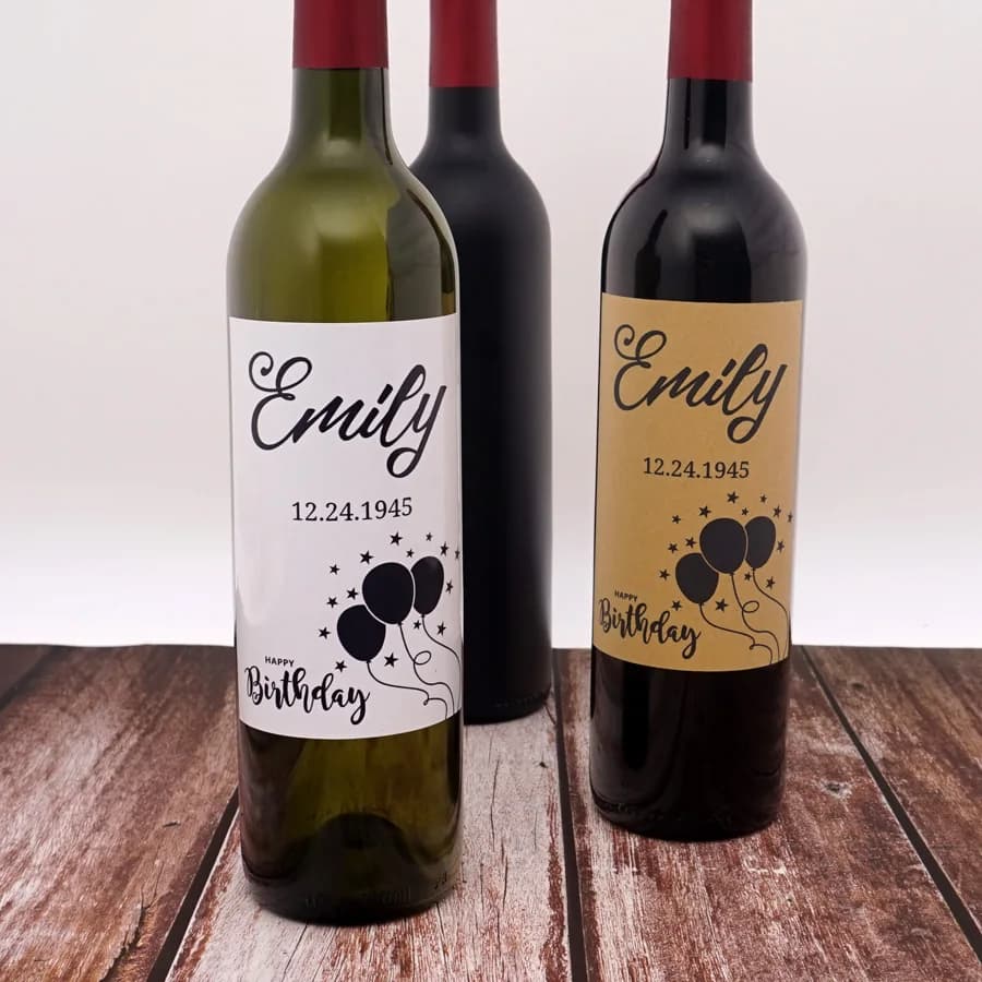 20pcs/Lot DIY Custom Birthday Party Wine Bottle Labels Stickers Personalized Name and Date Balloon Style Creative Stickers