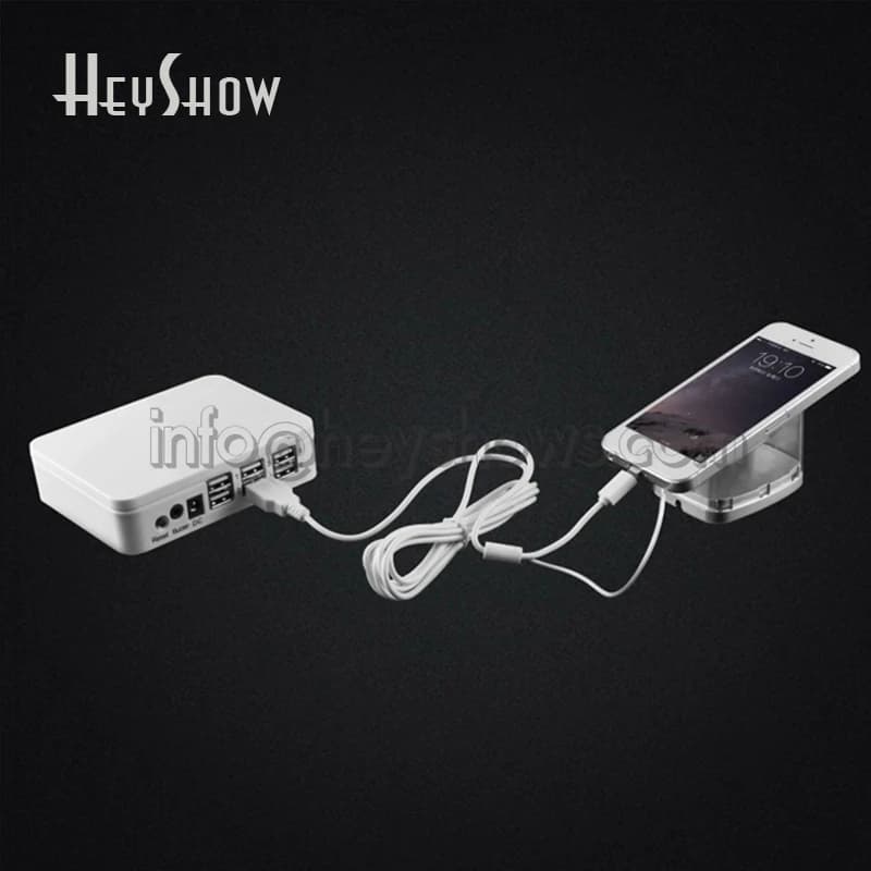 6 Ports Mobile Phone Security Burglar Alarm Host Box Display  Charging For All Phones And Tablets Anti-theft With Acrylic Holder