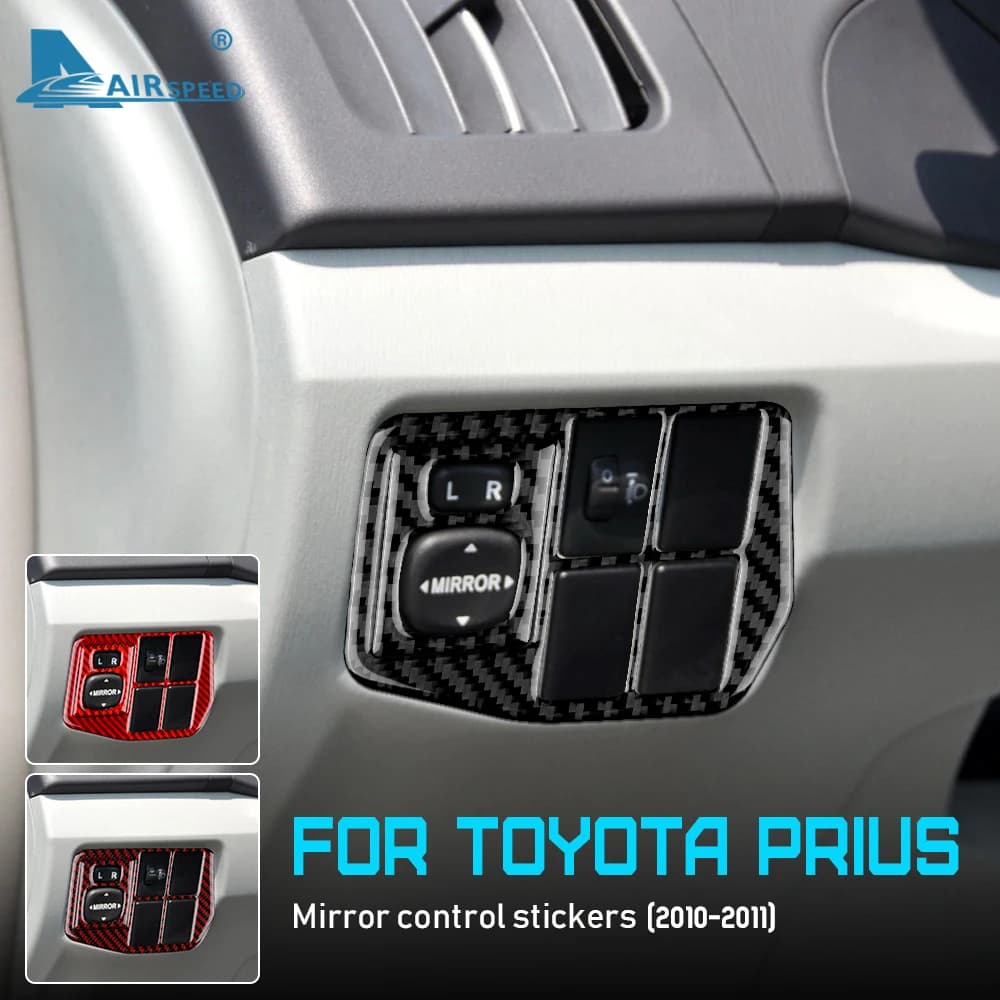 Real Soft Carbon Fiber for Toyota Prius 2010 2011 Accessories Interior Trim Car Headlight Side Mirror Switch Button Sticker