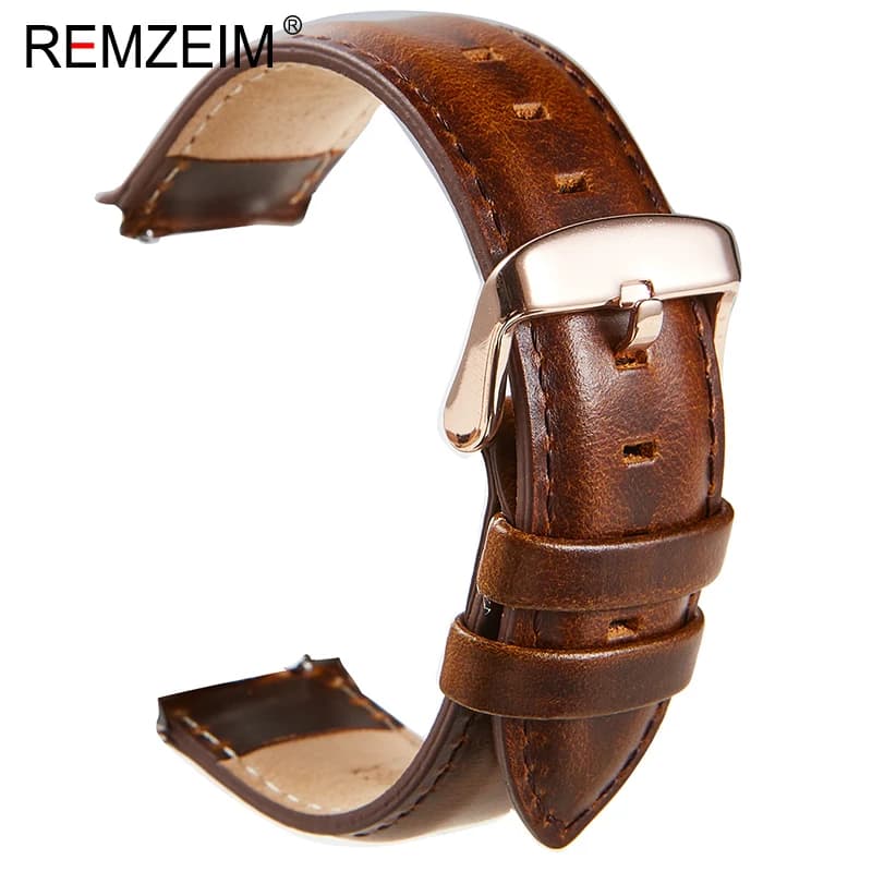 New Genuine Leather Watchband 18mm 20mm 22mm Black Brown Red Cowhide Watch Band Quick Release Strap Watch Accessories