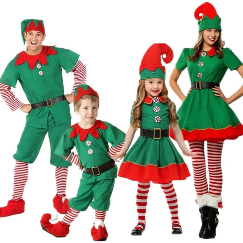 green Elf Girls christmas Costume Festival Santa Clause for Girls New Year Boy Women Men clothing Fancy Xmas Party Dress