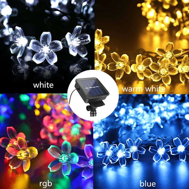 Solar String Christmas Lights Outdoor 200LED 8Mode Waterproof Flower Garden Blossom Lighting Party Home Decoration