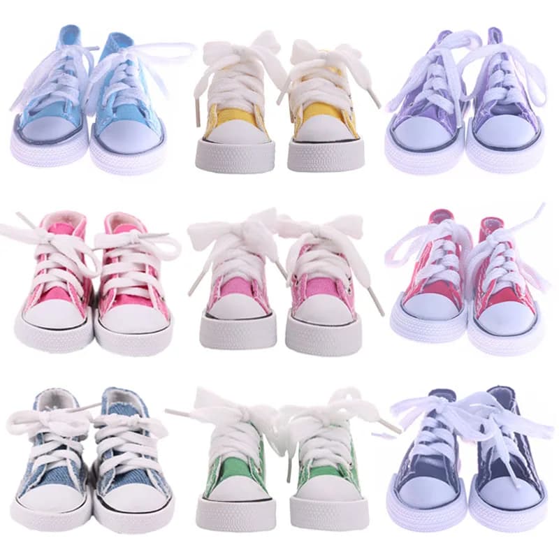 1/3 Bjd Doll Shoes 7.5Cm High Top Canvas Shoes Sneakers For 43 Cm Reborn Baby Doll Mini Denim Shoes Fit Russian DIY Girl`s Toy