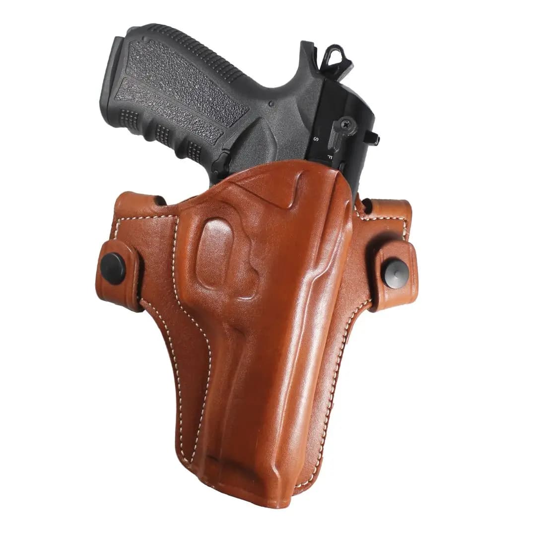 YT HOBBY Colt 1911 5 "Real Leather OWB Two Belt Slots With Strap Concealed Carry Handmade Pistol Gun Holster pouch