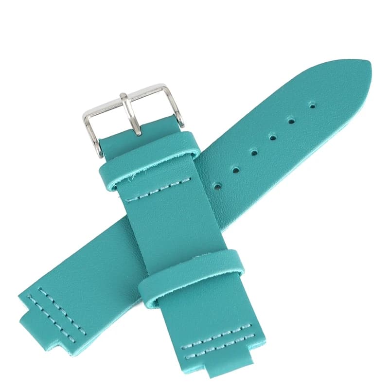 23MM Width 12MM Connection Lug Blue Smooth Stitch Leather Watch Band for Wood Watch Adjustable Comfortable Replacement Watchband