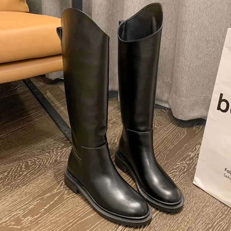 Winter Autumn Women 2025 Knee High Chelsea Boots Fashion Low Heels Shoes Female Slip On Casual Shoes Ladies Long Western Boots