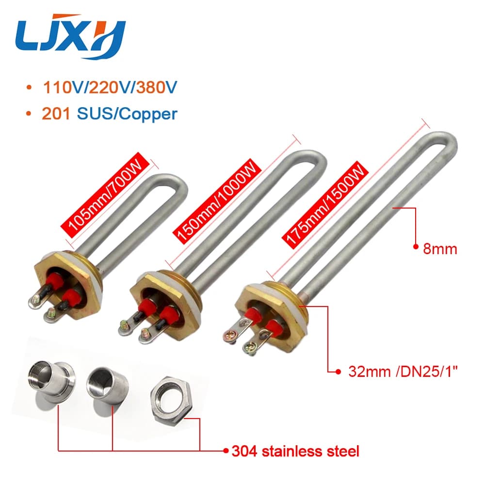LJXH 1.0" Electric Heating Element for Boiler Heater/Water Dispenser , DN25/32mm Heater, 110V/220V Heaters, 700W/1000W/1500W