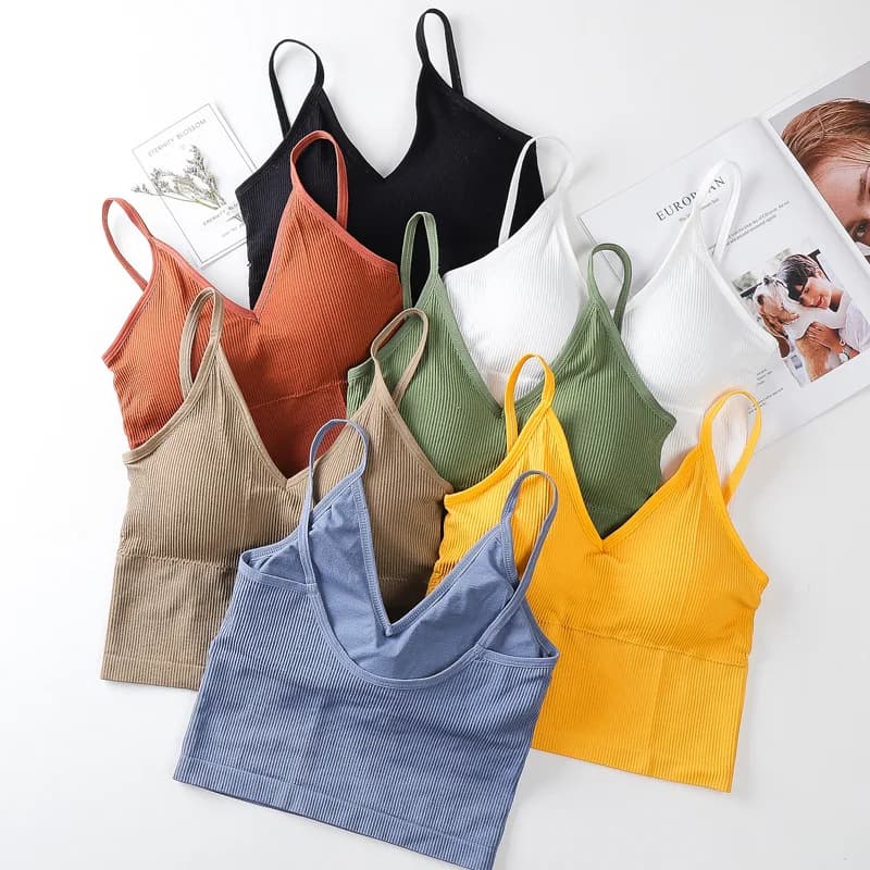 Women Bra Tube Tops Seamless Crop Top Cropped Sports Underwear Streetwear Fitness Tops Cami Removable Pads