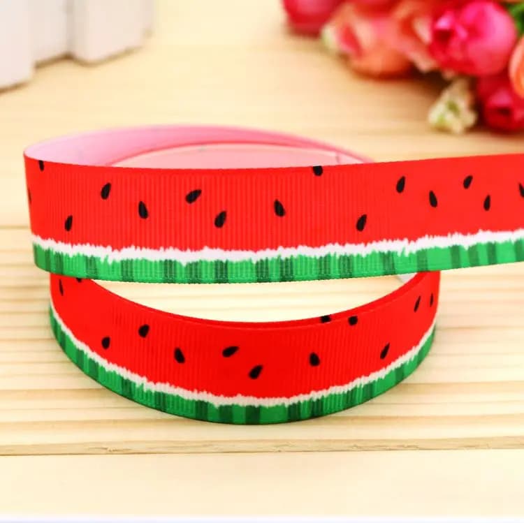 DHK 7/8'' 5yards watermelon printed grosgrain ribbon headwear hair bow diy party decoration OEM Wholesale 22mm E896
