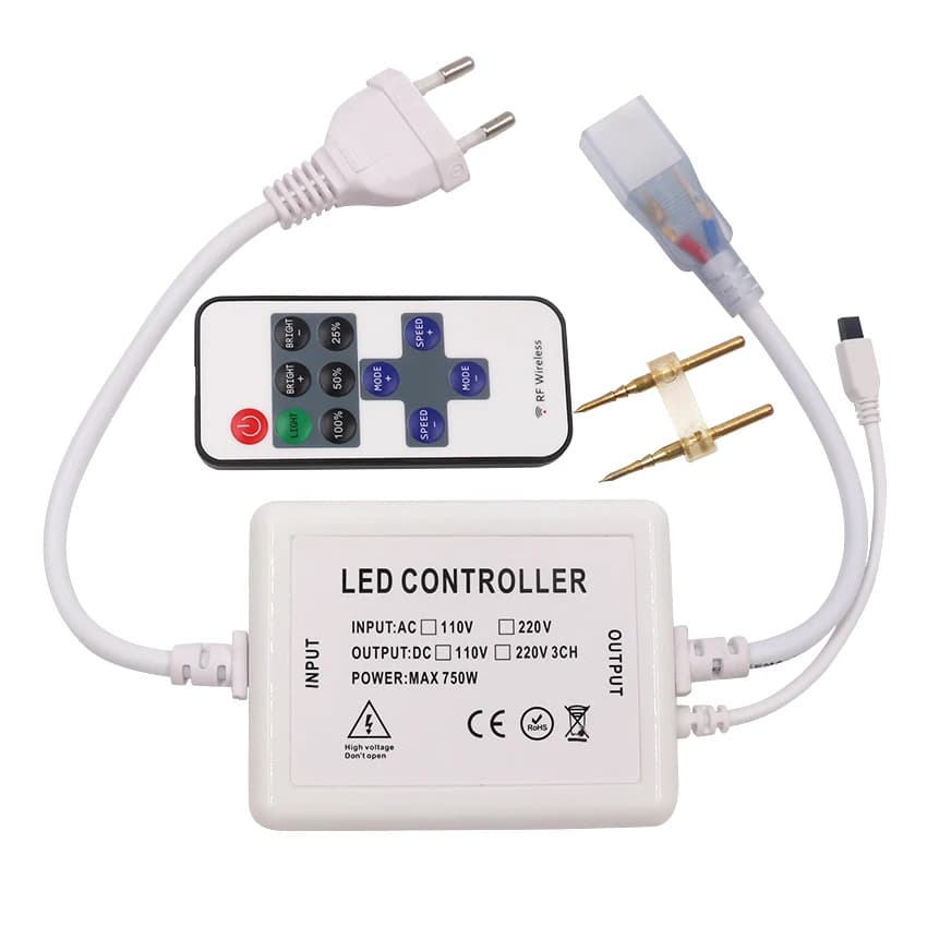 AC 110V 220V Led Controller Dimmer with 750W IR Remote EU/US Plug For 5050 5630 2835 LED Strip LED Neon Light