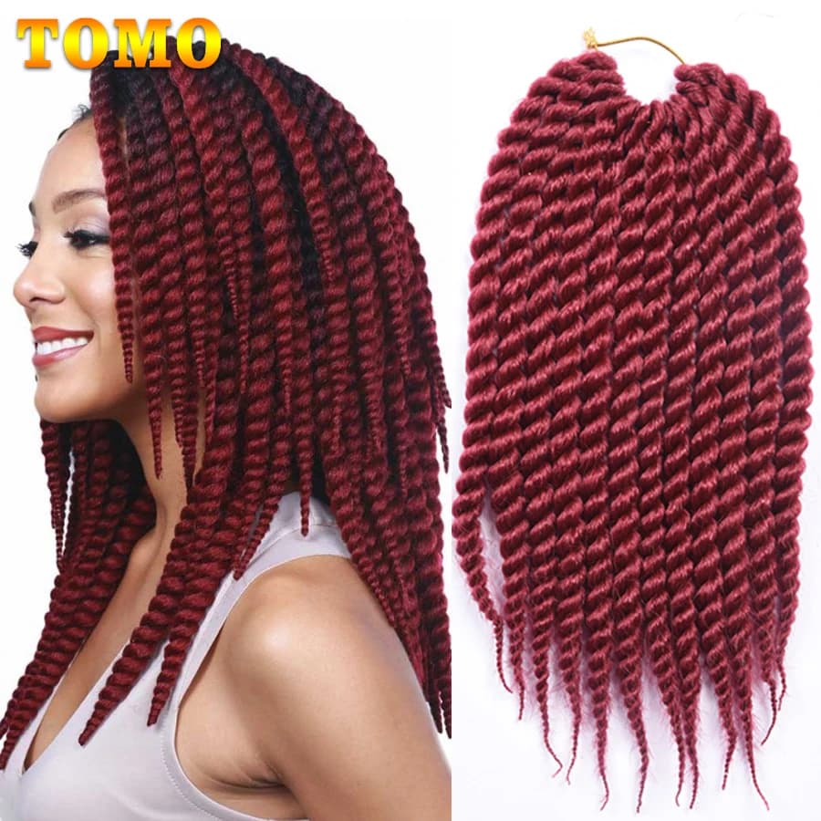 TOMO 12" 18" Senegalese Twist Crochet Braids 12 Roots Pre-twisted African Braiding Hair Extensions Ombre Synthetic Twist Hair
