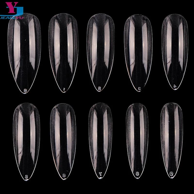 500Pcs+100pcs Transparent False Nail Finger Extension Almond Professional Accessories Salon Usage Artificial Nails Tips Display
