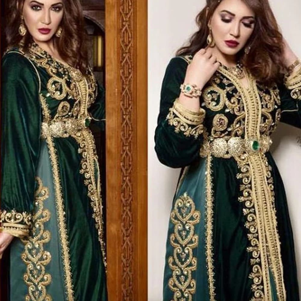 Moroccan Caftan Dresses Embroidery Appliques Long Evening Dresses Crystal Beading Arabic Muslim Party Gowns свадебное платье
