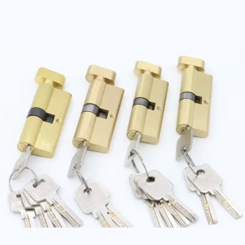 Door Hardware Security 70 75MM Gold Cylinder Interior Room Door Lock Tongue Pressure Lock Handle Lock Key Brass Copper Lock