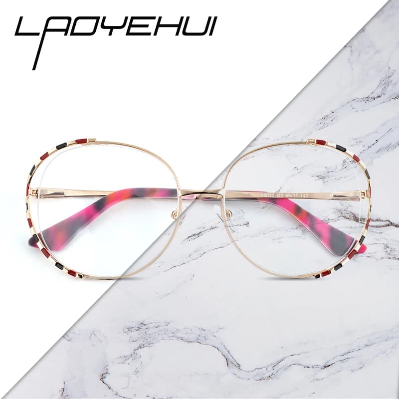 Oversize Unusual Women's Decorative Glasses Girl Optical Eyewear Prescription Eyeglass Luxury Lady Round Glasses Frame For Women