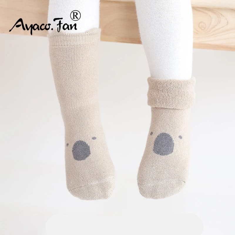 Toddler Socks Newborn Baby Soft Prewalker Thick Winter Terry Cotton Girl Autumn Skidproof Sole Infant Boy Kids Cartoon Sock 0-5T
