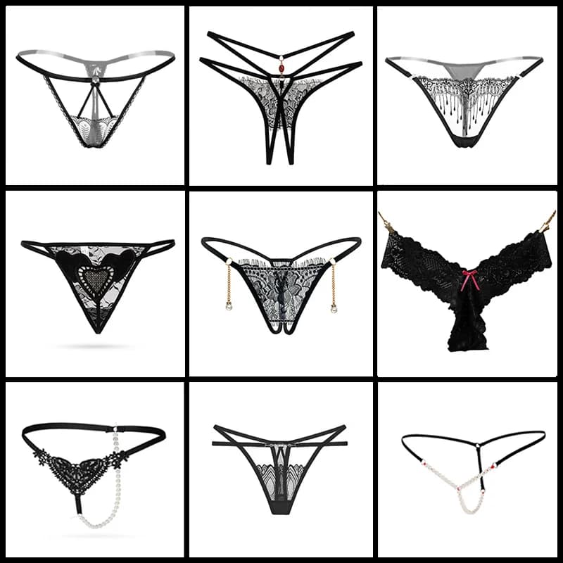 Sexy Lace Women Underwear Ladies Panties Briefs Female Massage Pearl Lingerie G-stings Hollow Young Girls Embroidery T-back Pant