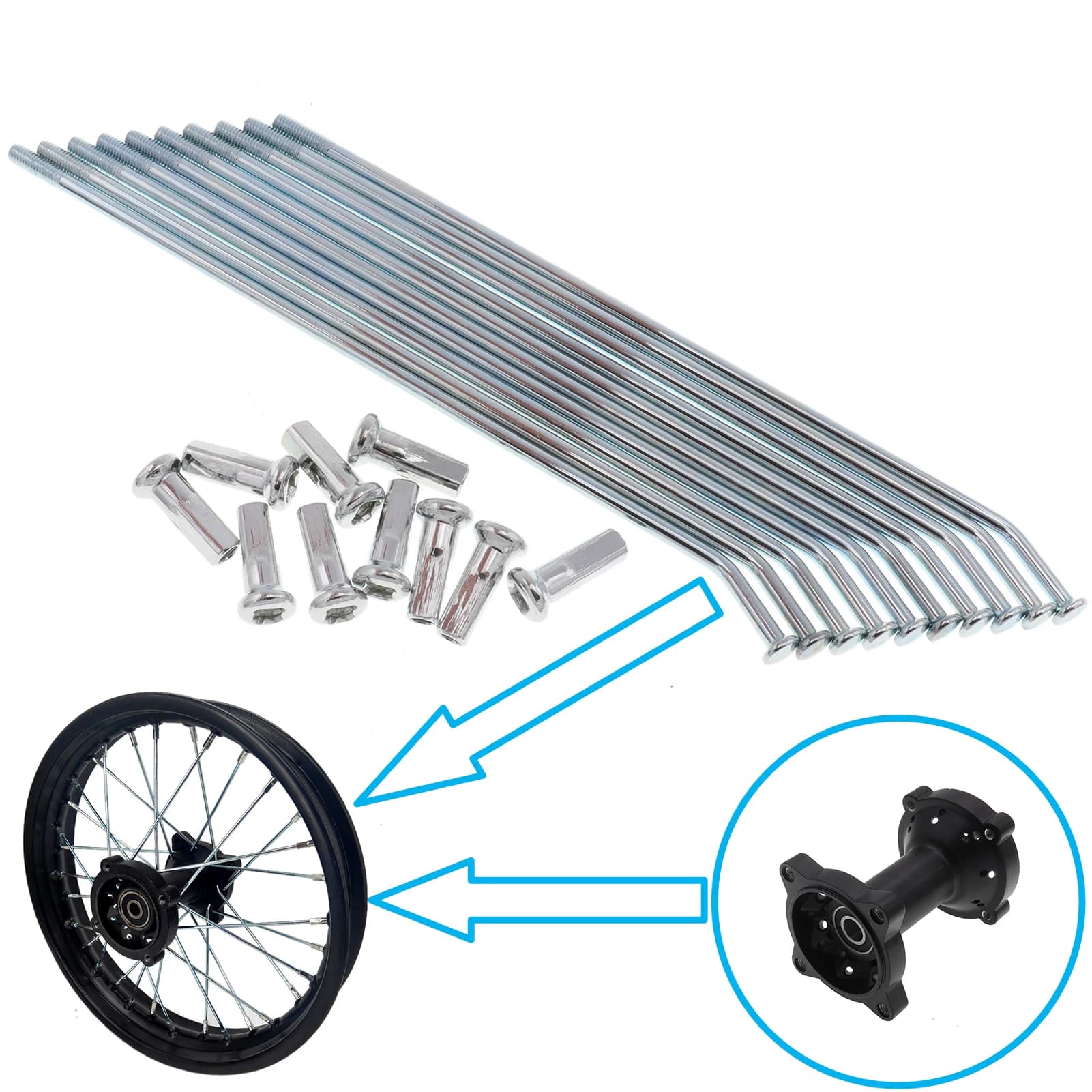 10Pcs/Set 10" 12" 14" 16" 17" 19" Front Or Rear Rim Hub Wheel Spoke for XR CRF BBR Dirt Pit Bike