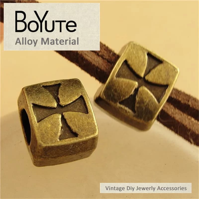 BoYuTe (50 Pieces/Lot) 10*8MM Antique Bronze Plated Zinc Alloy Vintage Big Hole Crown Beads for Jewelry Findings Accessories